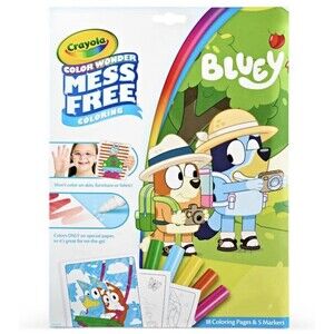 Bluey Color Wonder Coloring Set, 18 Mess Free Toddler Coloring Pages & 5 Markers